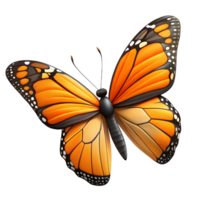 beautiful art deco Butterfly, monarch, wings open, with Transparent Background precision png