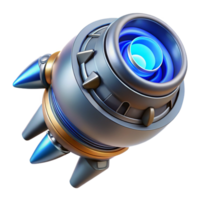 coveted renaissance Highly detailed spaceship engine nozzle with glowing blue energy core with Transparent Background ultra HD png
