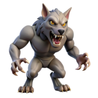 distinctive impressionist A snarling werewolf mid-transformation, claws extended with Transparent Background museum quality png