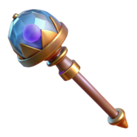 exemplary elegant A gleaming magic staff topped with a crystal orb with Transparent Background high quality png