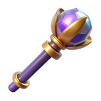 enchanting classic A gleaming magic staff topped with a crystal orb with Transparent Background authentic png