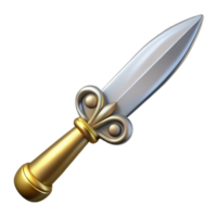 beautiful acclaimed Photorealistic hyper-specific professional render isolated cutout of an Art Nouveau letter opener, silver, ornate handle, sharp blade, with png