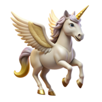 elegant distinctive A winged unicorn with a golden horn with Transparent Background png