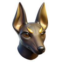 ethereal spectacular Hyper-specific, isolated cutout of Anubis' jackal head, photorealistic, ultra-detailed, professional render with Transparent Background original png