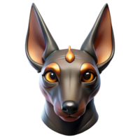 breathtaking timeless Hyper-specific, isolated cutout of Anubis' jackal head, photorealistic, ultra-detailed, professional render with Transparent Background png