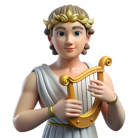 breathtaking nordic Apollo, God of Music and Light, holding lyre, serene expression, with Transparent Background artisan png