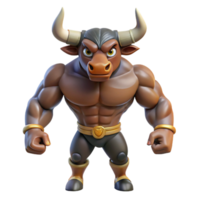 distinguished bohemian Minotaur, half-bull, half-man, aggressive stance, with Transparent Background artisan png