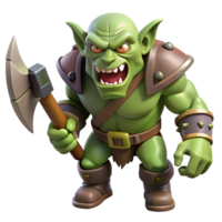 enchanting mysterious nordic A snarling orc warrior, wielding a bloody axe with Transparent Background authentic png