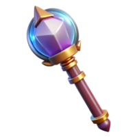 enchanting elegant A magical staff with a glowing crystal orb at the top with Transparent Background masterfully captured png