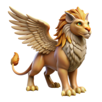 captivating baroque Griffin, mythical creature, eagle head and lion body, powerful wings, with Transparent Background flawless png
