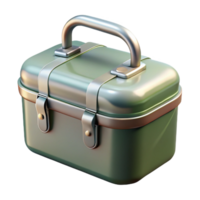 alluring energetic classic Hyper-specific, isolated cutout concept art style render of a vintage metal lunchbox with Transparent Background detailed png