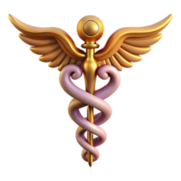 breathtaking traditional Hyper-specific, isolated cutout of Hermes' caduceus, photorealistic, ultra-detailed, professional render with Transparent Background original png