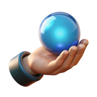 dramatic distinctive Isolated cutout of a photorealistic, hyper-specific, disembodied hand holding a miniature, glowing orb with Transparent Background png