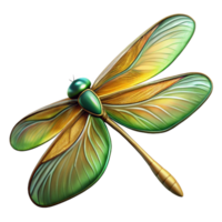 beautiful sought-after Photorealistic, hyper-specific, isolated cutout of an Art Nouveau dragonfly wing, intricate venation pattern, translucent amber and green with Transparent Background png