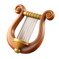 coveted retro Lyre, stringed instrument of Apollo, symbol of music and poetry, with Transparent Background top-tier png