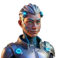 serene vintage Portrait of a Person with Cyborg premium png