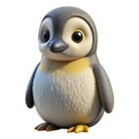 elegant mysterious mid-century Hyper-specific, concept art style isolated cutout of a single emperor penguin chick, fluffy down feathers with Transparent Background 8K png