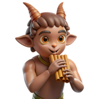 beautiful rustic A Mischievous Satyr Playing a Pan Flute 4K png