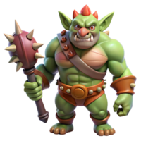 exceptional industrial A powerful, muscular troll with a spiked club with Transparent Background high resolution png