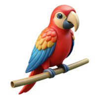 dazzling art deco Concept art style, isolated cutout of a hyper-specific macaw parrot, perched on a thin, invisible branch with Transparent Background expertly shot png