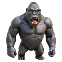 acclaimed mid-century Ultra-detailed professional render, isolated cutout of a single photorealistic gorilla, chest-beating pose with Transparent Background 8K png