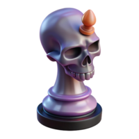 breathtaking playful futuristic Hyper-specific, photorealistic isolated cutout of a single chess piece morphing into a human skull with Transparent Background premium png