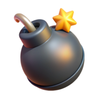 ethereal dazzling A stylized, cartoon-style bomb with a lit fuse with Transparent Background sharp png