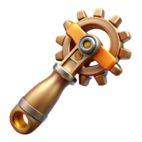 captivating exemplary Steampunk wrench with adjustable gears and a brass handle with Transparent Background png
