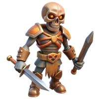 dazzling dynamic minimalist A skeletal warrior with a rusty sword, with Transparent Background perfect clarity png