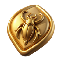 dramatic playful coastal Photorealistic, isolated cutout of an Art Nouveau tie pin, gold with a stylized scarab beetle motif with Transparent Background top-tier png