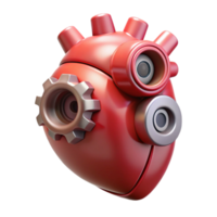beautiful minimalist Concept art style, isolated cutout of a biomechanical heart with exposed gears and pistons with Transparent Background luxury png