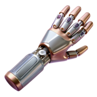 energetic enchanting Photorealistic, ultra-detailed, hyper-specific professional render of a biomechanical prosthetic arm, isolated cutout with Transparent Background precision png