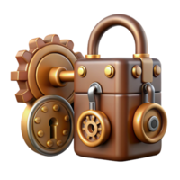 celebrated classic Steampunk lock and key set with intricate clockwork mechanisms with Transparent Background sharp png