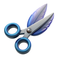 elegant melancholic modern Ultra-detailed, concept art style, isolated cutout of a levitating pair of scissors with blades made of razor-sharp feathers with Transparent Background handcrafted png