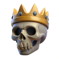 dynamic sumptuous A single, realistic, human skull wearing a crown with Transparent Background flawless png