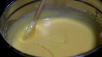 knead the dough for pancakes Kneading Dough With Whisk For Baking Cake. Chef Cook Dessert Mixing Dough. Pancake Culinary. Whisk Mixing Dough For Baking. Cook Mixes Flour With Eggs For Pancake. video