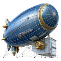 dreamy radiant Steampunk zeppelin blueprint with detailed schematics and annotations with Transparent Background artisan png