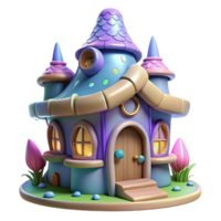 coveted surreal A whimsical, illustrated fairy house, with Transparent Background refined png