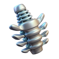 dynamic radiant Concept art style, isolated cutout of a biomechanical spine with flexible metallic vertebrae with Transparent Background masterfully captured png
