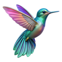 dazzling art deco Hummingbird, hovering, iridescent feathers with Transparent Background masterfully captured png