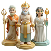 acclaimed minimalist Mythological Statues, set of individual statues with Transparent Background original png