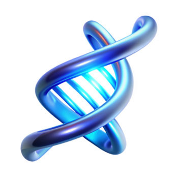 dramático dinâmico geométrico uma dna Duplo hélice, brilhando com a etéreo azul luz com transparente fundo Alto qualidade png