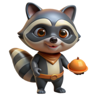 elegant intense rustic Raccoon, masked face, holding something object not visible with Transparent Background luxury png