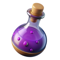 captivating energetic industrial A single, stylized potion bottle with bubbling liquid, with Transparent Background 8K png