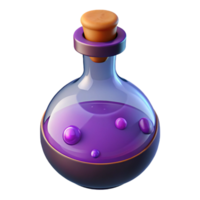 extraordinary bohemian A single, stylized potion bottle with bubbling liquid, with Transparent Background 4K png