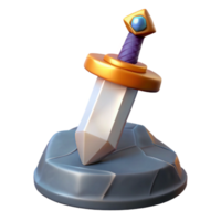 alluring ethereal avant-garde A stylized, iconic sword in the stone, with Transparent Background genuine png