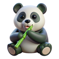 serene minimalist A Giant Panda Munching on Bamboo Soft original png