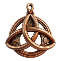 breathtaking timeless Photorealistic, ultra-detailed, hyper-specific professional render of a single, isolated Celtic Triskele pendant made of aged bronze Isolated cutout with Transparent Background png