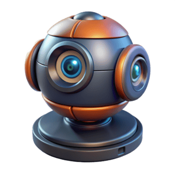 dynamic alluring Concept art style, isolated cutout of a futuristic security camera, ultra-detailed, hyper-specific with Transparent Background masterfully captured png