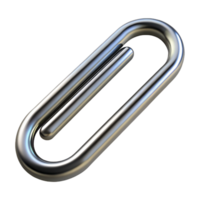 captivating artistic A single, realistic paperclip, made of polished silver with Transparent Background original png